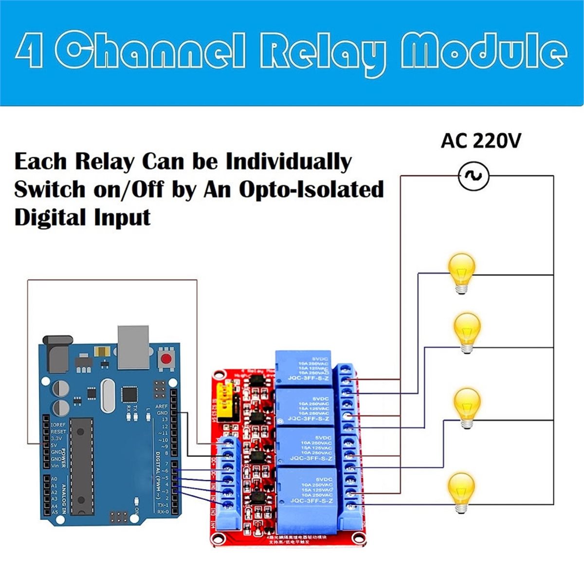 Relay Module 4 Channel - Moduł przekaźnikowy A49T 4-kanałowy 5V 12V