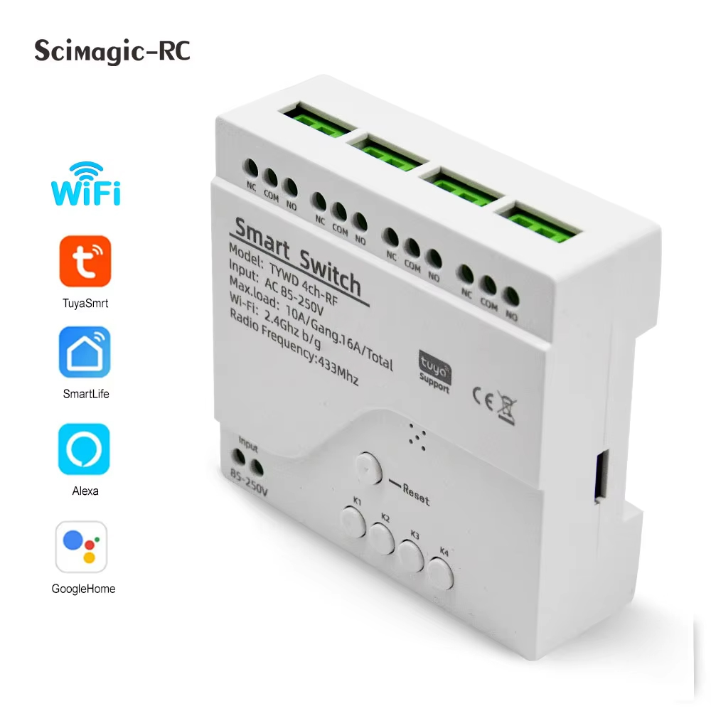 Relay Module 4 Channel - Inteligentny przełącznik Tuya, moduł przekaźnikowy 4-kanałowy,