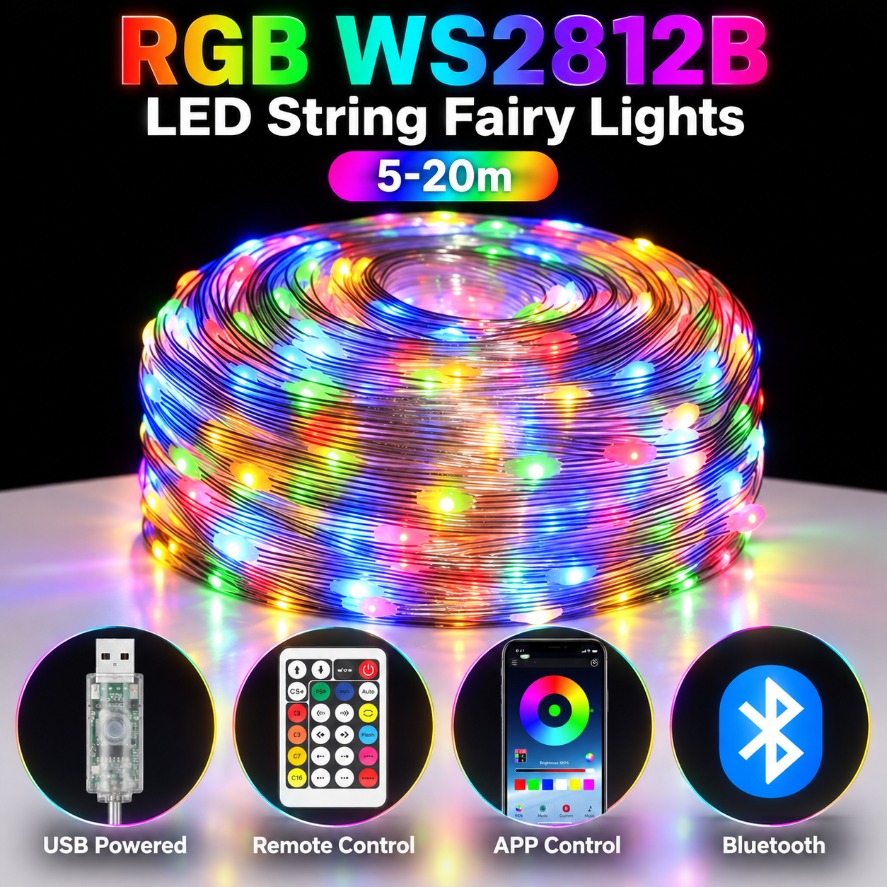 Ws2812B - 5-20m WS2812B RGB LED Lampki Dekoracyjne