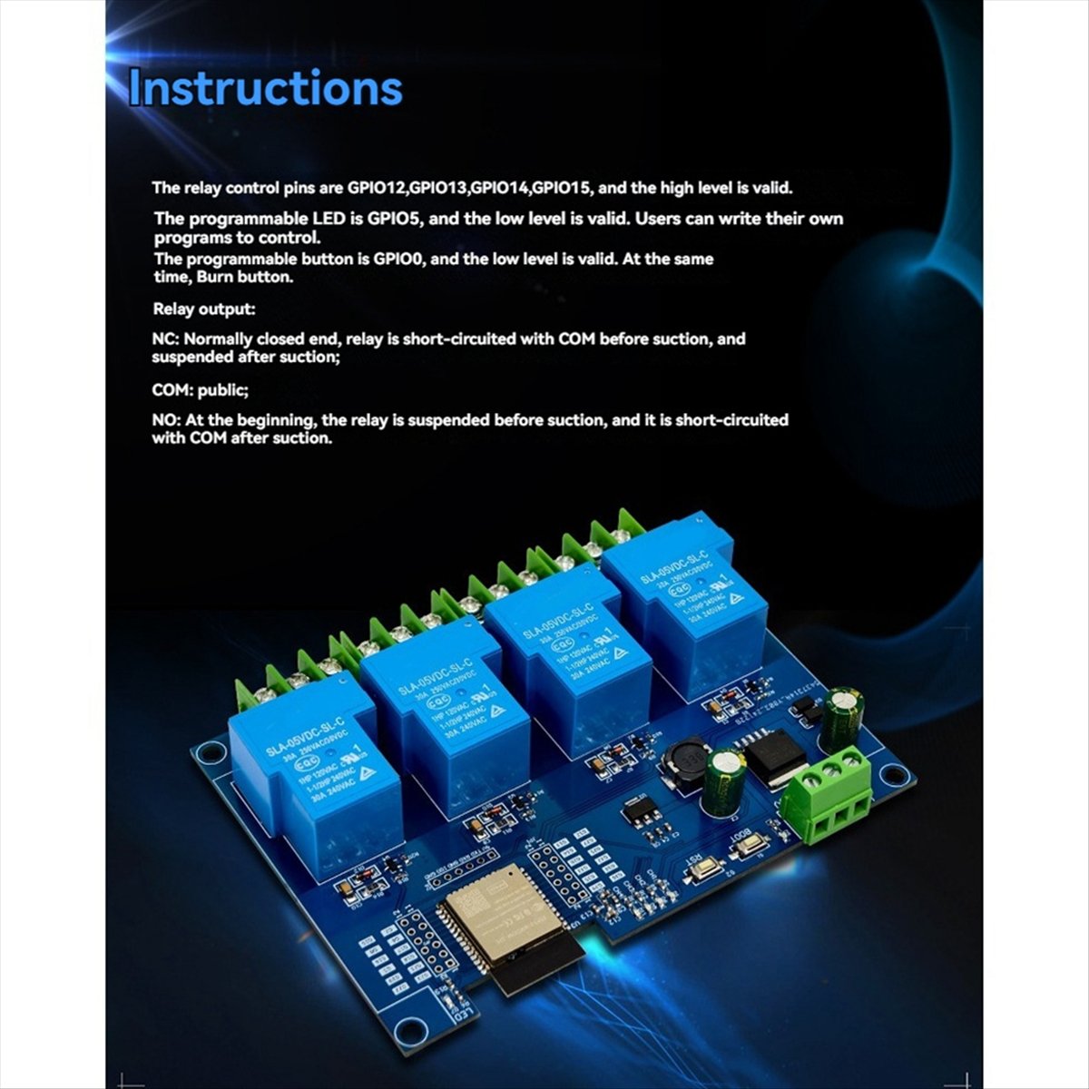 Relay Module 4 Channel - (AD11) 4-kanałowy moduł przekaźnikowy 30A DC7-28/5V